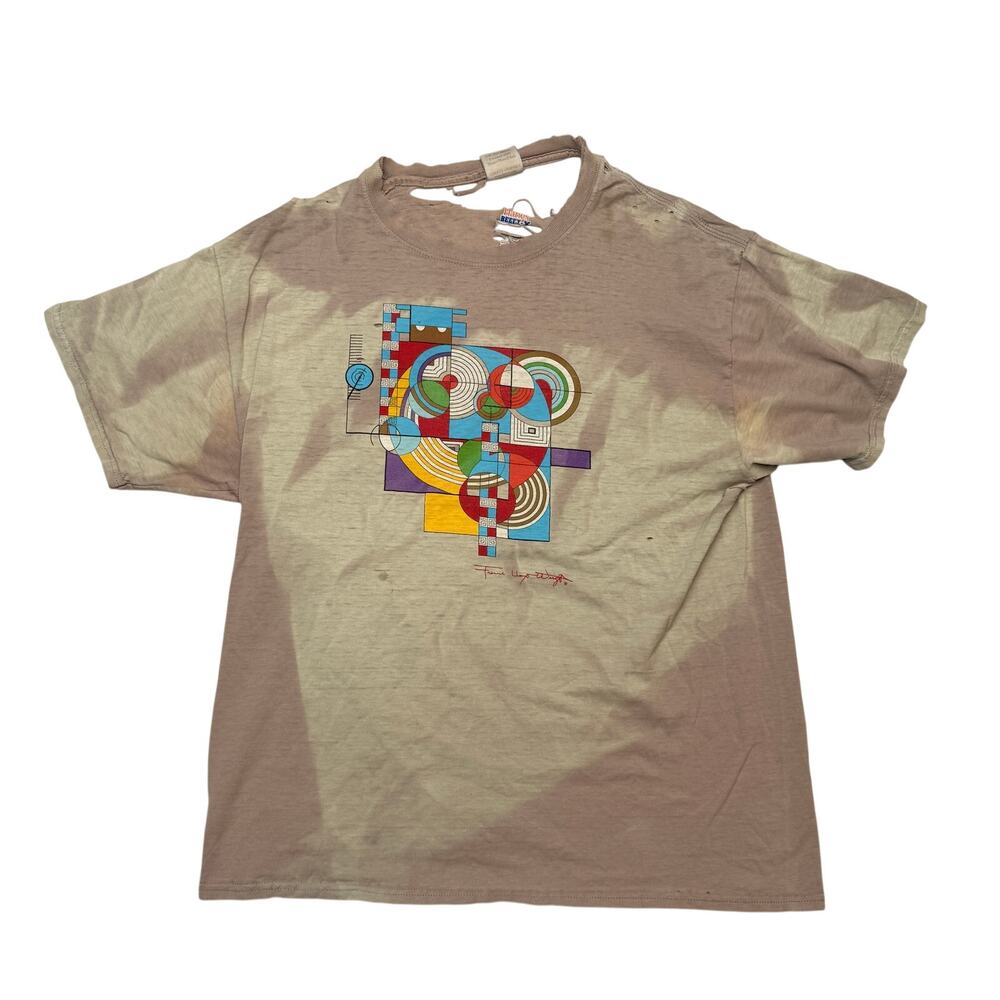 Vintage Y2K Frank Lloyd Wright Foundation Thrashed Art Shirt Men's 21x26 Grunge